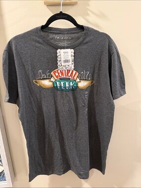 FRIENDS Central Perk Logo Tee - Dark Gray with Green, Red & Gold Accents